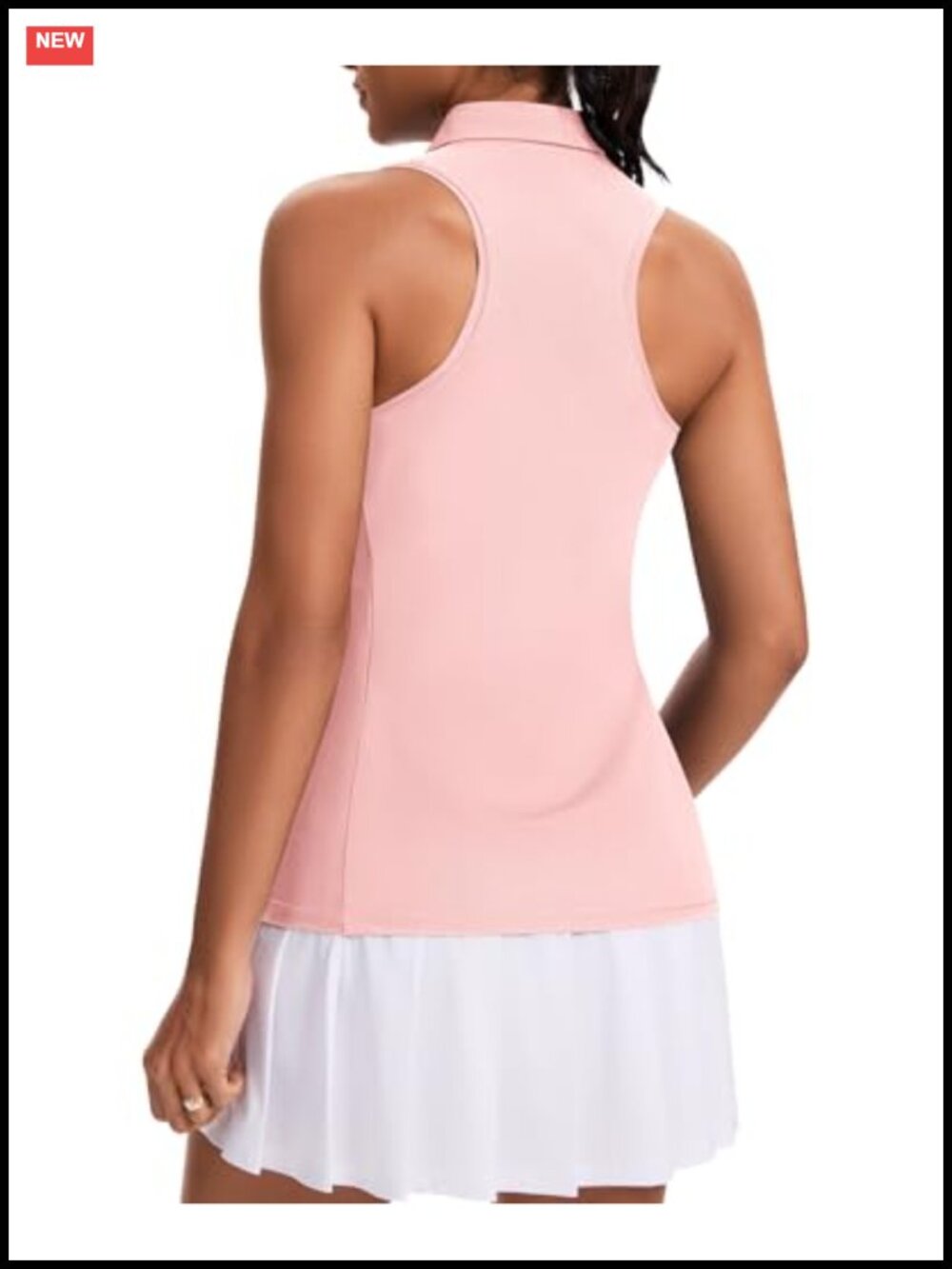 Sleeveless Polo Golf Shirt Racerback Zip Up Quick Dry Athletic Tank Top